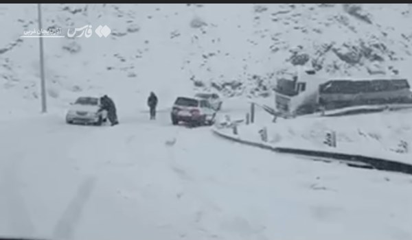 فیلم| وضعیت برفی محور مهاباد-سردشت